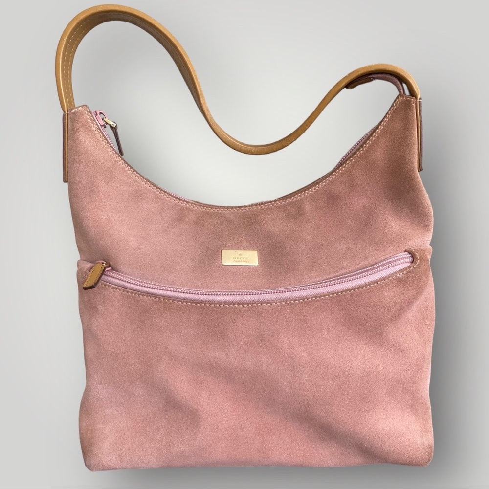 Vintage Gucci Blush Pink Suede Shoulder Bag - Picture 4 of 12